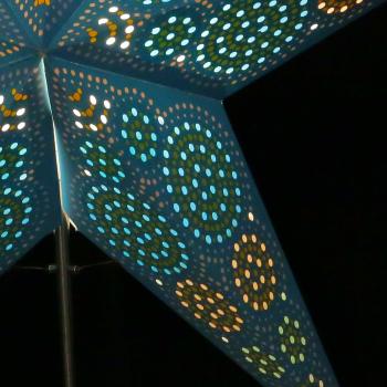 Rondo turquises  - Foldable glowing star, paper poinsettia with 5 points, 60 cm